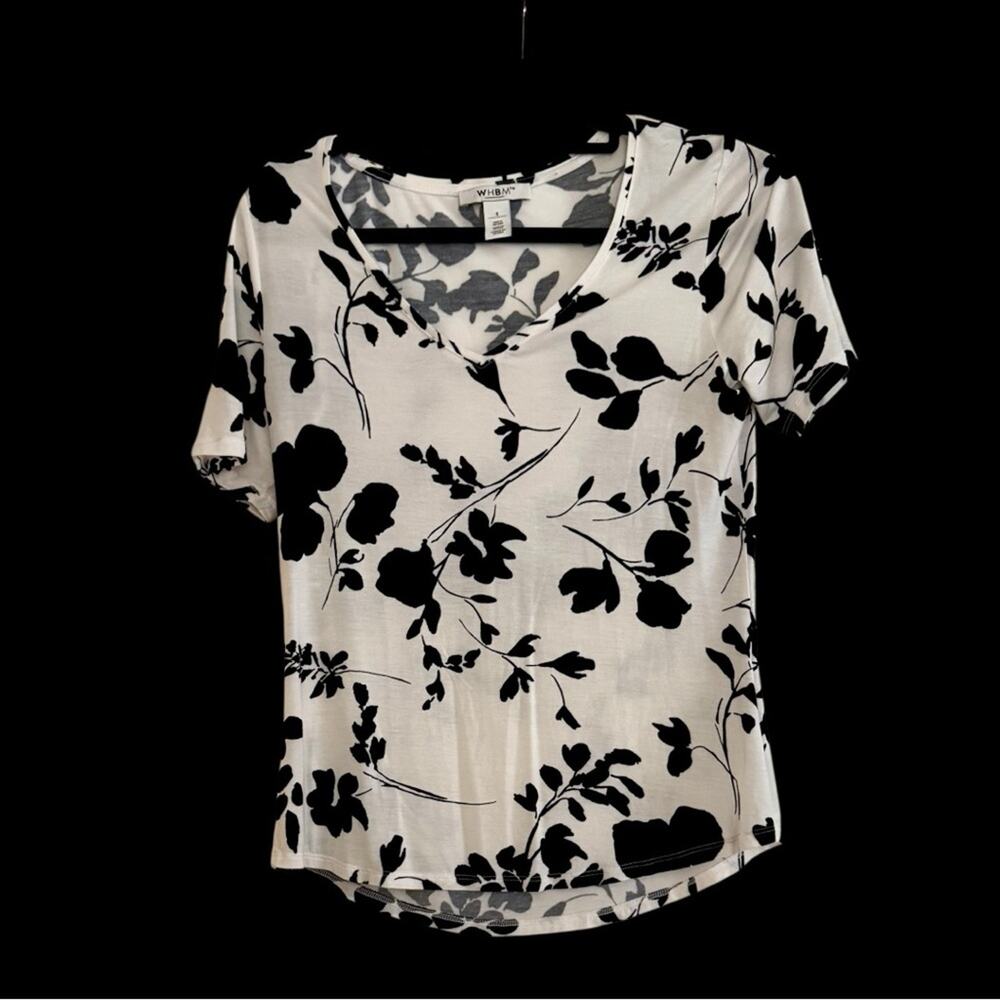 White House Black Market Black and White Floral Top